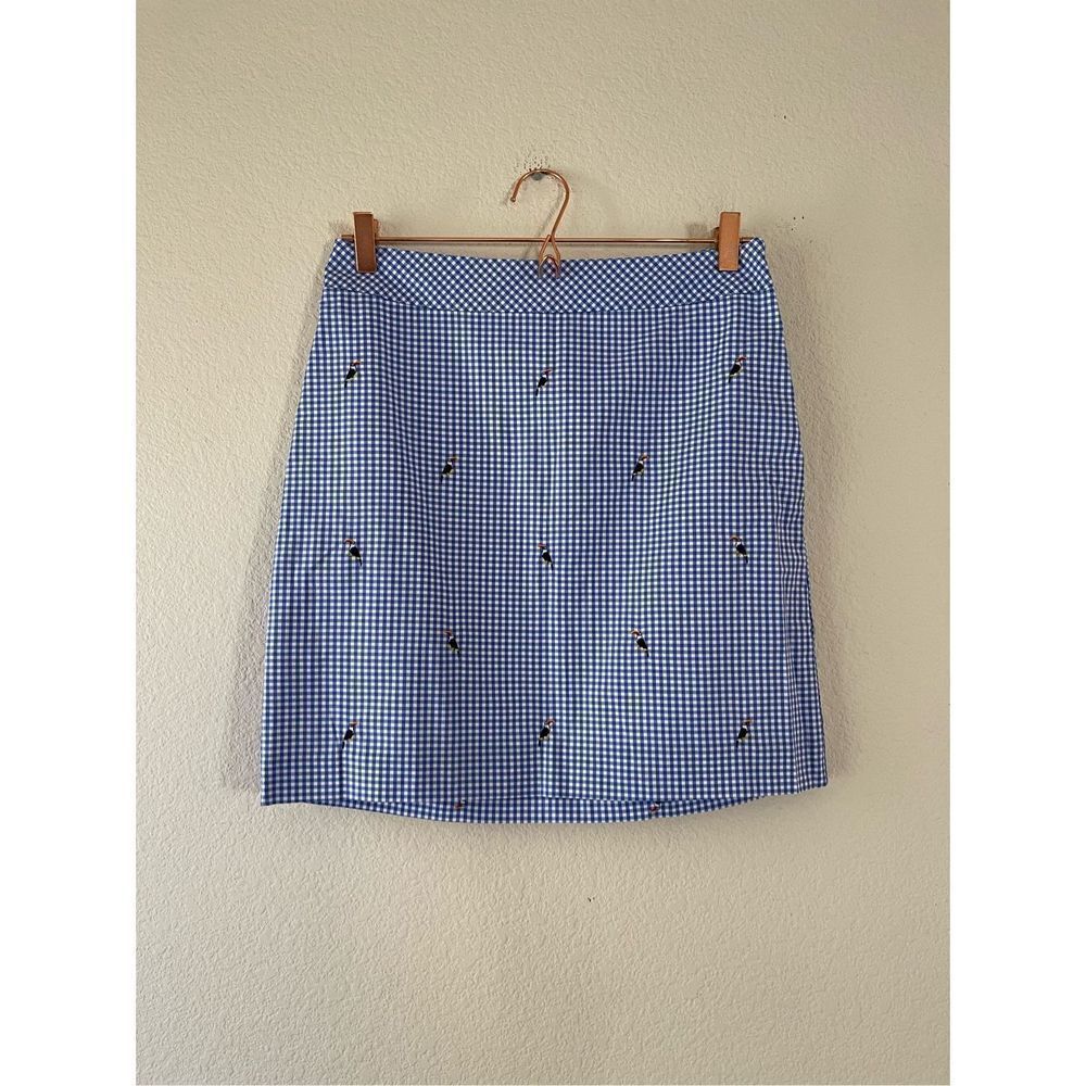 NWT Talbots embroidered toucan gingham‎ mini skirt size 6 petite